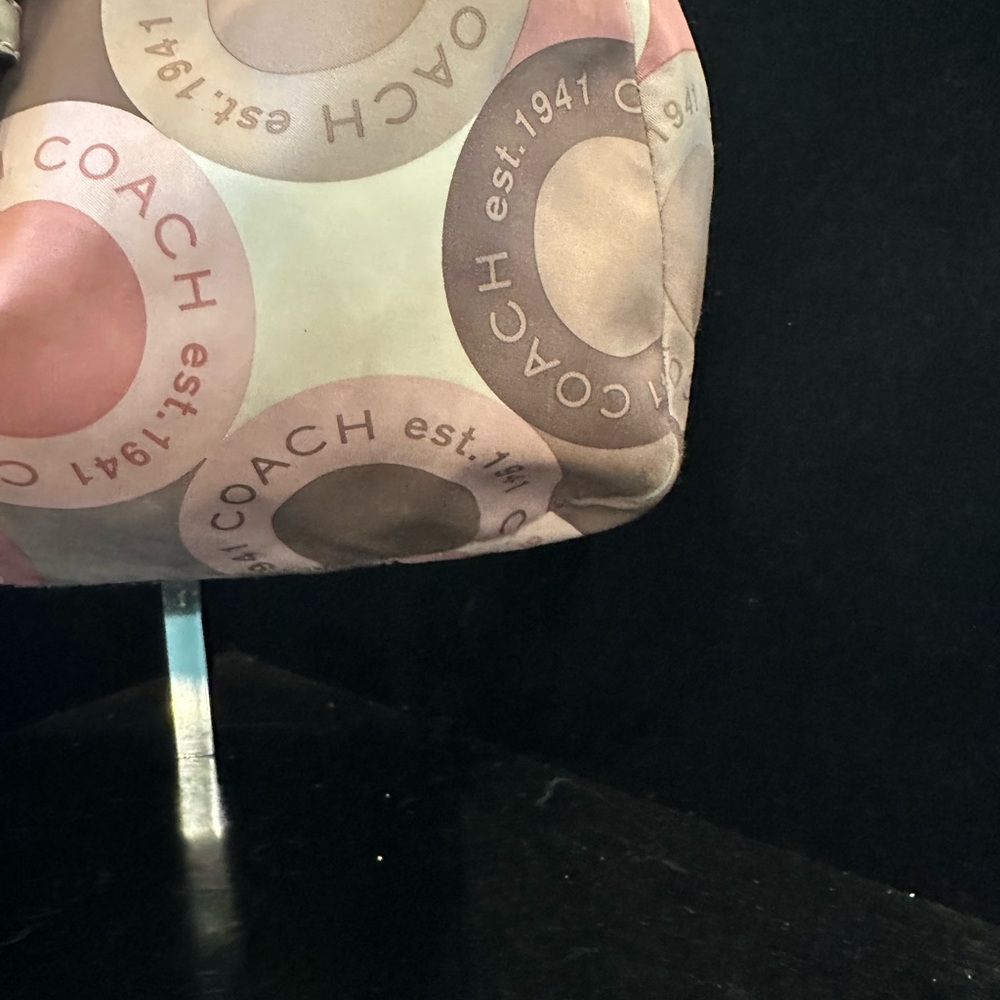 Coach 2011 Pink and Taupe Circle-Print Shoulder Satchel with Charm - Picture 4 of 15